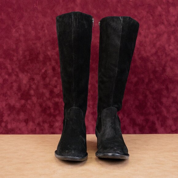 Born Women North Back Laced Wide Calf Black Suede Riding Tall Boots Size 8.5 - Picture 4 of 8